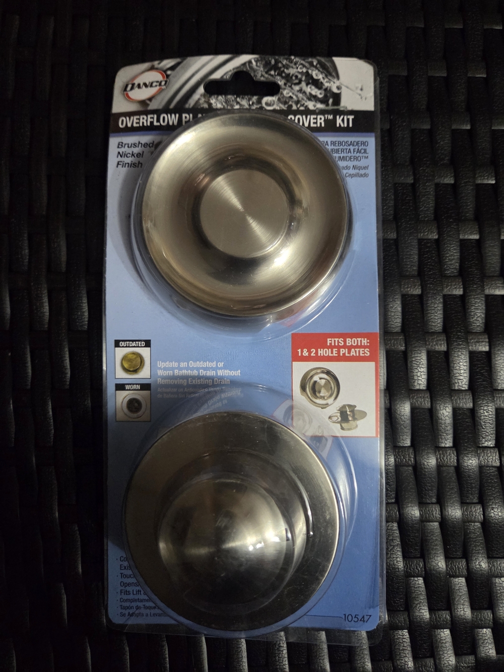 Danco universal tub drain trim kit in a brushed nickel finish